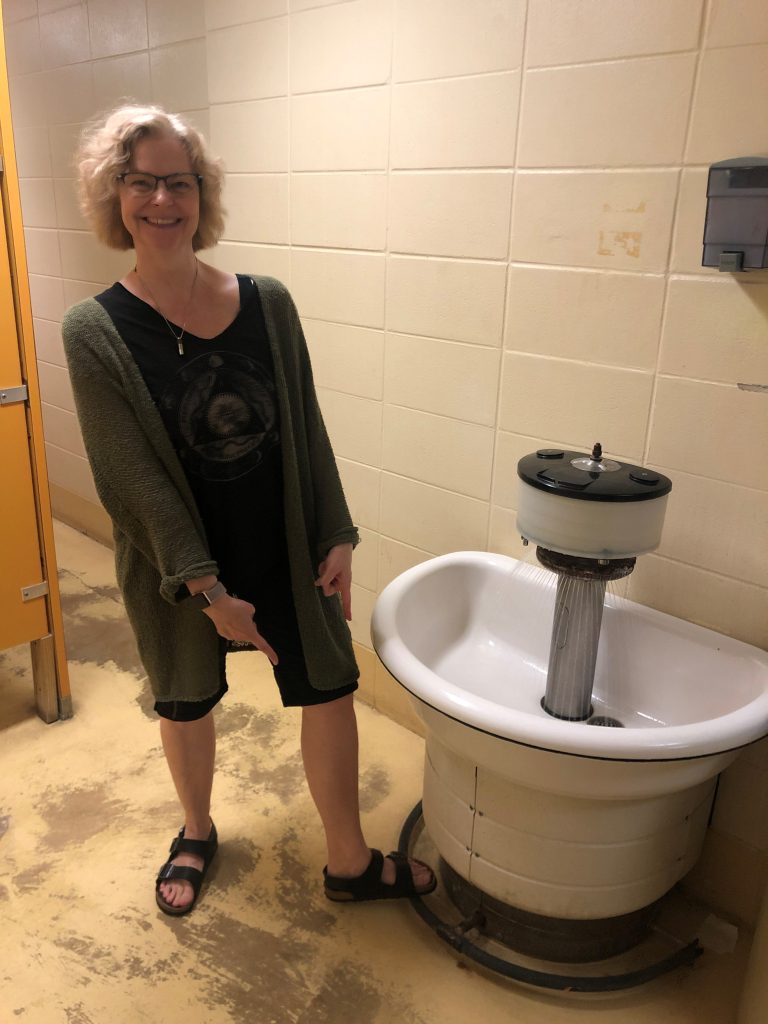 Biology building sink that kind of looks like a urinal