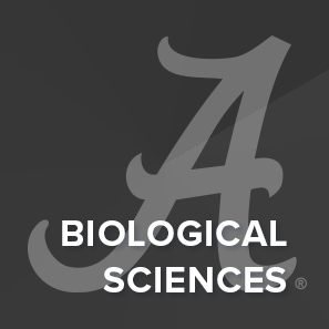 The University of Alabama script A and text that reads biological sciences